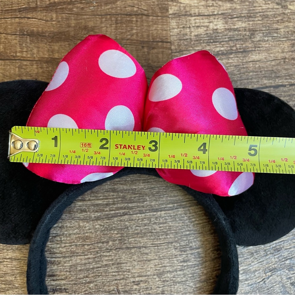 🥑2/$29~Disney Minnie Mouse Ears Pink/White Polka Dot Bow Headband~One Size - Picture 5 of 5